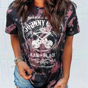 NWT Johnny Cash Man in Black Tie Dye T-shirt 0XL